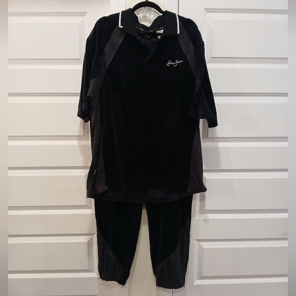 Sean John Other - Sean John Mens Y2K Black Grey Velour Polo Pant Set Size XL